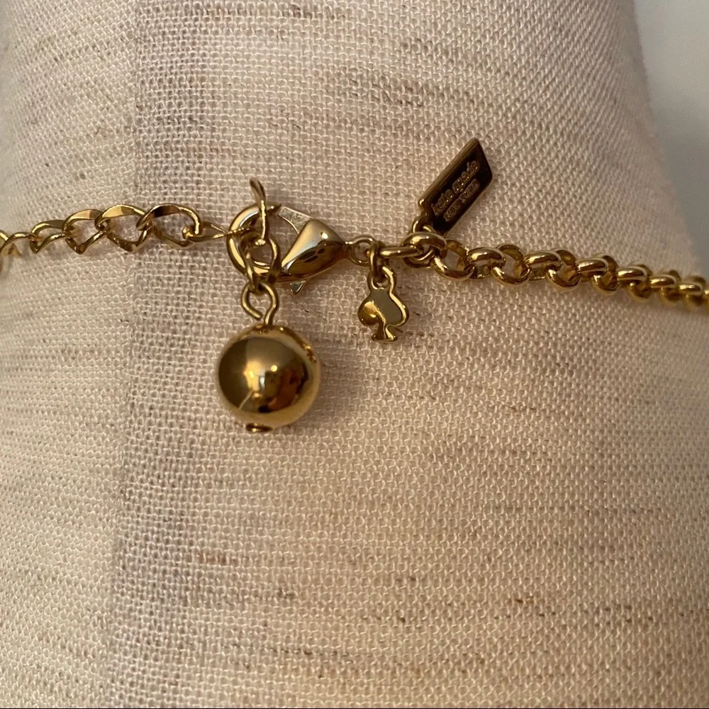 KATE SPADE NECKLACE GOLD STATEMENT BLUE FACETED GEM MEDALLIONS 20”
